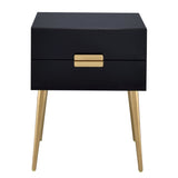 Black and Gold Side Table with 2 Drawer B062P181391