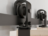 80" Bi-Folding Sliding Barn Door Hardware Kit for 4 Doors,Smoothly&Quietly,Black Track J Shape 85056977