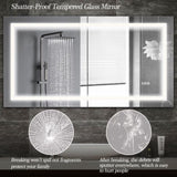 ZUN LED Bathroom Mirror 60x 32 Inch with lights, anti-Fog & Dimming Led Bathroom Vanity Mirror W134070939