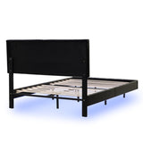 ZUN Full Size Floating Bed Frame with LED Lights and USB Charging,Modern Upholstered Platform LED Bed 16741764