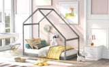 Twin Size Wooden House Bed, Gray WF199745AAE