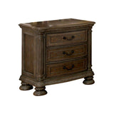 Traditional Rustic Natural Finish Solid wood 1pc Nightstand Bronze Hanging Pull Bedroom Bedside B011P233657