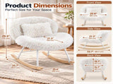 25.59"W x 33.66"D x 29.53"H Indoor Plush Rocking Chair, Soft Fluffy Lounge Rocker with White Metal 44896069