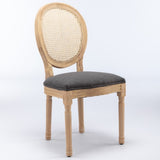 A&A Furniture,French Style Solid Wood Frame Antique Painting Linen Fabric Rattan Back Dining W1143141069