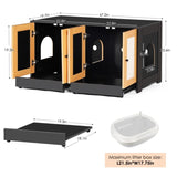 ZUN Double Litter Box Enclosure,Cat Litter Box Enclosure for 2 Cats, Hidden Litter Box Furniture with W1687P181573