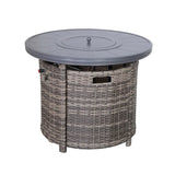 ZUN 25" H x 32" W Aluminum Outdoor Fire Pit Table with Lid B120142403