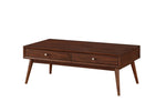 ZUN Retro Modern Style 1pc Coffee Table with 2x Drawers Brown Finish Living Room Furniture Walnut Veneer B011P146561