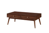 ZUN Retro Modern Style 1pc Coffee Table with 2x Drawers Brown Finish Living Room Furniture Walnut Veneer B011P146561