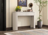 TREXM Entryway Table with Fluted Design, Modern Console Table with Storage, Oval Top and 2 Drawers N715P233435A