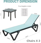 ZUN Outdoor Lounge Chair, Aluminum Plastic Patio Chaise Lounge with Side Table & 5 Position Adjustable W1859P225543