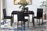 ZUN 1pc Dining Table Black Faux Marble Top Casual Dining Room Furniture Metal Frame B011P265588