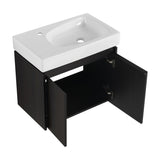 ZUN 24 Inch Bathroom Vanity with Ceramic Basin, Wall Mounted Floating Vanity Sink Combo, Wooden Storage W1972P190342