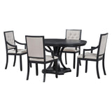 ZUN Retro 5-piece Dining Set Extendable Round Table and 4 Chairs for Kitchen Dining Room 66792879