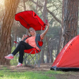 ZUN Foldable Beach Canopy Chair Sun Protection Camping Lawn Canopy Chair 330LBS Load Folding Seat,red 19710726