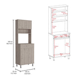 Della 60 Kitchen Pantry with Countertop, Closed & Open Storage -Light Gray B07091841
