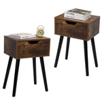 ZUN Set of 2 Mid Century Wood Side Table, End Table with 1 Storage Drawer, Nightstand for Bedroom Living W2181P144024