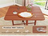 Space-Saving Round Corner Dining Table, Seats 2-4 Natural Wood Tone Foldable Kitchen Table-Walnut 15950201
