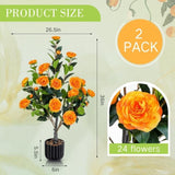 Artificial Camellia Tree 2 Pack, 36"Faux Camellia in Pot with Orange Flowers, Greenery Potted W2641P314787