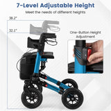 308lbs Foldable Rolling Walker 9" All-Terrain Tires, 7-Level Height , Wide Seat, 01542722