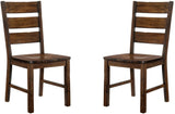 ZUN Walnut Finish Solid wood Industrial Style Kitchen Set of 2 Dining Chairs Slat Back Chairs B01178727