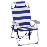 63*70*99cm Heightened Oxford Cloth Silver White Aluminum Tube Bearing 100kg Beach Chair Blue Stripes 53561346