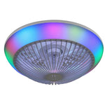 ZUN 15 Inch RGB Dimmable Led Enclosed Ceiling Fan with Light Modern Bladeless 6 Speed Remote Control for W934P262269