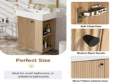21.6" bathroom vanity with ceramic sink, freestanding modern left door wood grain cabinet with open N729P285504N