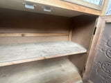 Rustic Vintage Accent Cabinet with Carved Floral Panels, Distressed Wood Sideboard with Drawer and W808P245579