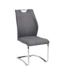 ZUN Modern Upholstery Fabric/ Chrome Dining Chair In Gray, Set of 2 B091P183621