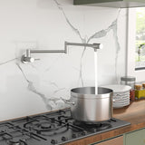 Pot Filler Faucet - Wall Mount Kitchen Sink Faucet Folding Stretchable with Single Hole Two Handles, W1243P324203