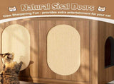 Cat Litter Box Enclosure, Hidden Cat Litter Box Furniture with Scratching Board Doors and Storage 06632538