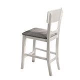 Set of 2 Fabric Padded Counter Height Chairs in White And Gray B016P156812