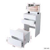 3 in 1 Vanity Desk with open Top Mirror,Small Make Up Vanity Set with Visible Glass Desktop,Compact W331P265782