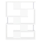 White and Chrome 5-Tier Geometric Bookcase B062P153839