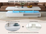 VIBE HAUS LED Coffee Table with Storage, Modern Center Table with 2 Drawers and Display Shelves, WF307038AAK