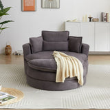 52' Swivel Accent Barrel Modern Grey Sofa Lounge Club Big Round Chair with Storage Ottoman chenille W834P150046