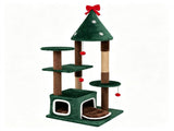 54" Green Christmas Cat Tree with Dual Condos, Jute Scratching Posts, Bell Balls & Anti-Toppling 05214536