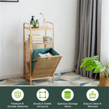 Bamboo Bathroom Shelf with Tilt-out Laundry Hamper 90037264