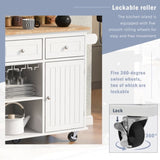 Kitchen Island with Power Outlet,Kitchen Storage Island with Drop Leaf Rubber Wood,Open Storage WF305556AAW