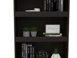 Bookcase, Three Shelves, Double Door Cabinet, Metal Hardware, Black B097132973