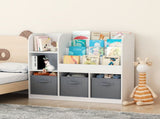 Kids Bookcase and Bookshelf, Multifunctional Bookcase with 3 Collapsible Fabric Drawers, Bookcase 45889754