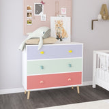 Kids 3 Drawer Dresser, Baby Nightstand for Bedroom, Storage Cabinet for Toddler Child for Living W808P264664