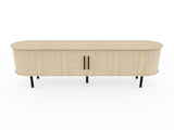 Oak Color Embossed Particle Board TV Stand, Oval Tabletop 1473558cm, Modern Entertainment Center 31438079