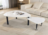 360 degree roratable White Sintered Stone Top Rotatable modern Coffee Table for Living Room, rock W2899P372758