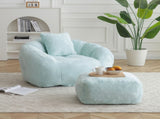Giant Bean Bag Chair withFootstool, Oversized Bean Bag for Adults and Kids, Faux Fur Shell-Shaped W2677P306795