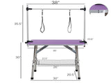 36" Folding Dog Pet Grooming Table Stainless Steel Frame Rubber Mat on Board with Adjustable Arm and 25183616