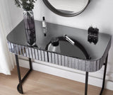 39" Mirrored Makeup Vanity Table with Stainless Steel Base, Mirrored Console Dressing Table with 2 N704P171796B