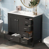 ZUN 36" Black Bathroom Vanity with Ceramic Sink Combo, Abundant Storage Cabinet -2 Soft close doors and N729P183735B