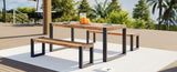 ZUN 3-pieces Outdoor Dining Table With 2 Benches, Patio Dining Set With Unique Texture, Acacia Wood 65431187