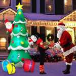 ZUN 8FT Inflatable Santa Claus Snowman On Christmas Tree w/LED Lights Outdoor Decor 07288823